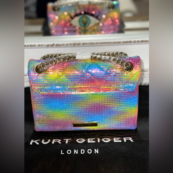 NWT Kurt Geiger London Kensington Mini Rainbow Sequin Eye Crossbody Bag - Picture 4 of 8